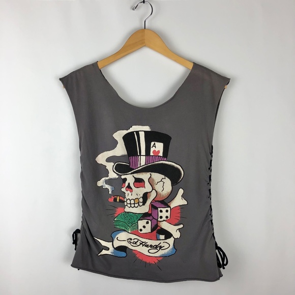 Ed Hardy Tops - LOWEST PRICE- Ed Hardy 'Smoking Brad' Upcycled Tank Top